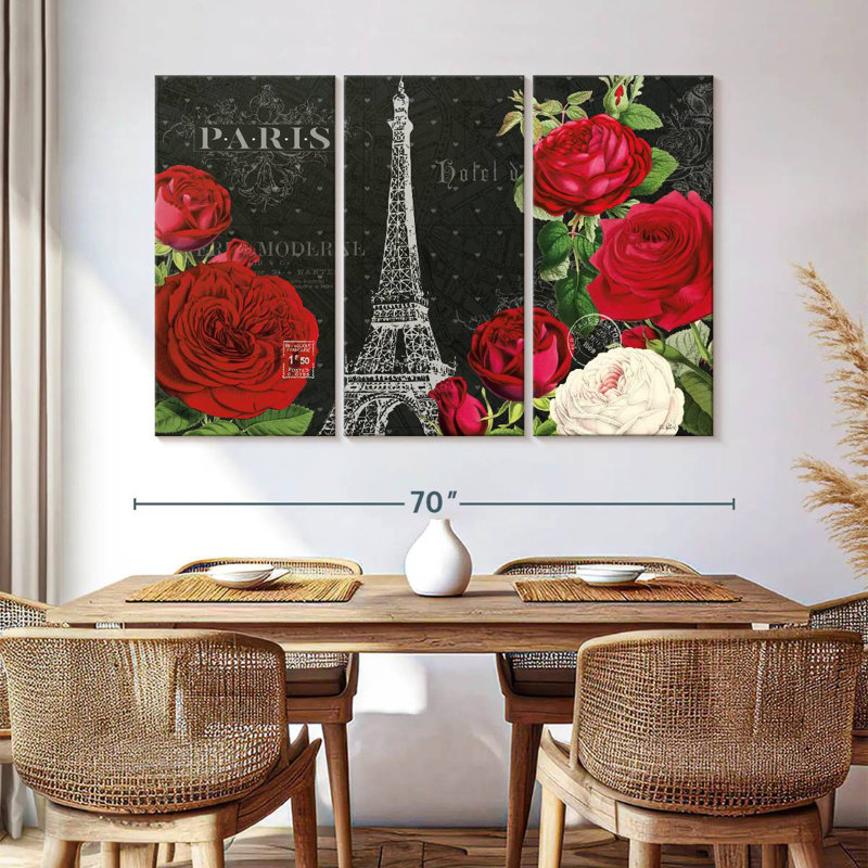Lilie rouge Paris I noir, H 42 po x l 65 po