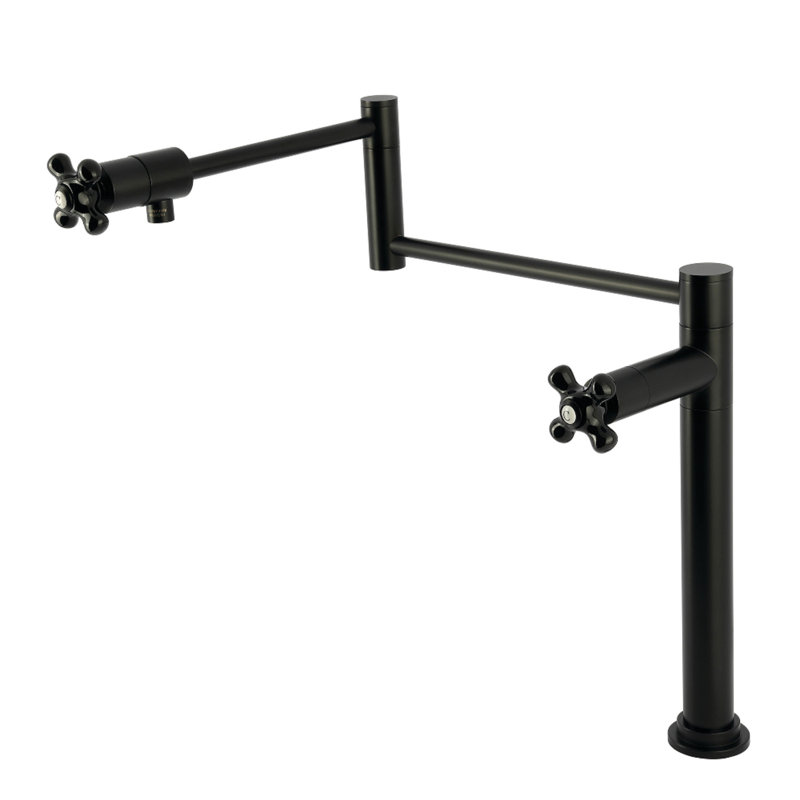 Kingston Brass Two-Handle 1-Hole Deck Mount Pot Filler Faucet, Matte Black