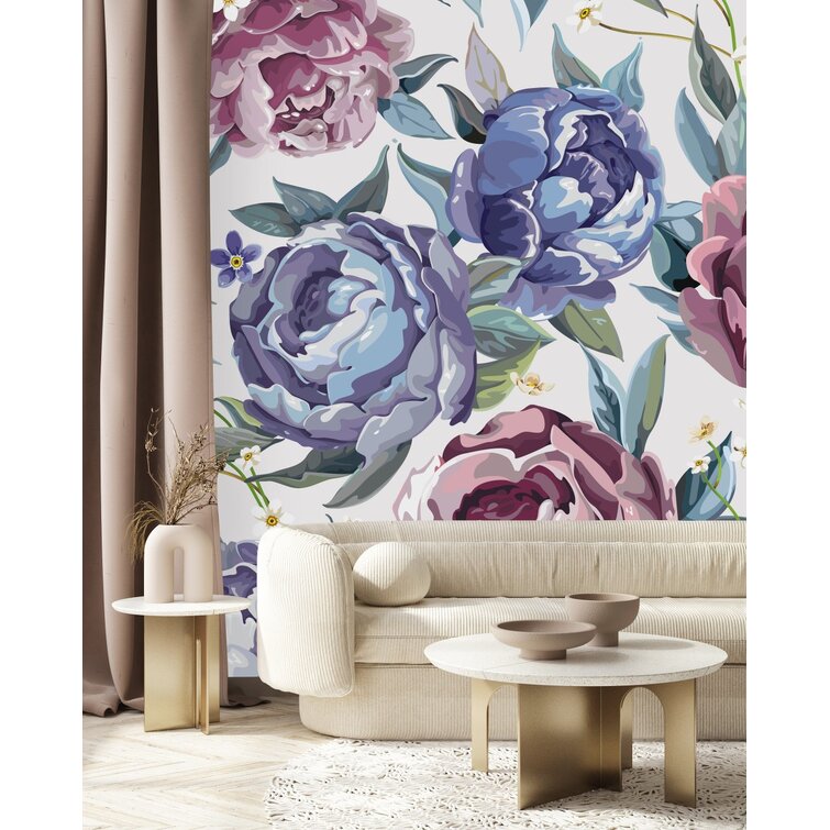 Red Barrel Studio® Pink Wallpaper With Large Peonies - Wayfair Canada