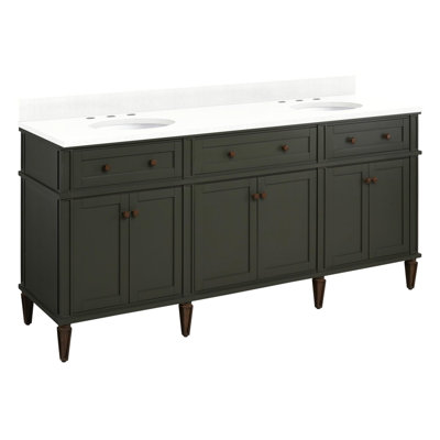 Elmdale 72" Freestanding Mahogany Double Basin Vanity  Oval Undermount Sink - 8" Faucet Holes