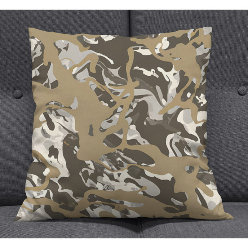 Throw Pillow With Insert, Brown/Gray Camouflage 5, 18"H x 18"W