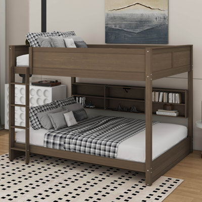 Queen Over Queen Bunk Bed With Storage Cabinets And USB Ports by Harriet Bee