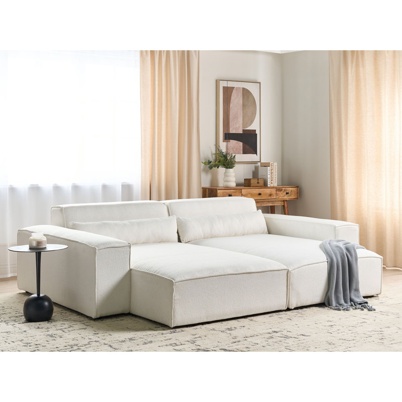 Netanya Upholstered Chaise Lounge, Right Hand Facing, White Boucle