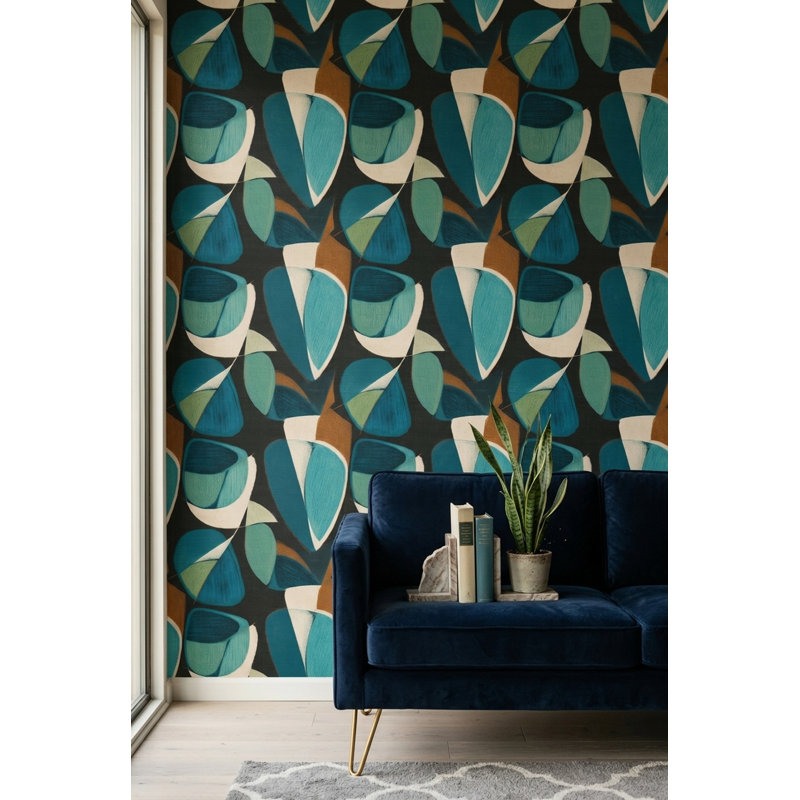 Décoration murale amovible de style Mid-Century moderne géométrique abstrait, Peel and Stick