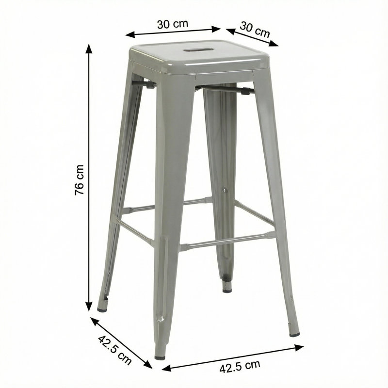 Counter Stool with Metal Frame, Silver