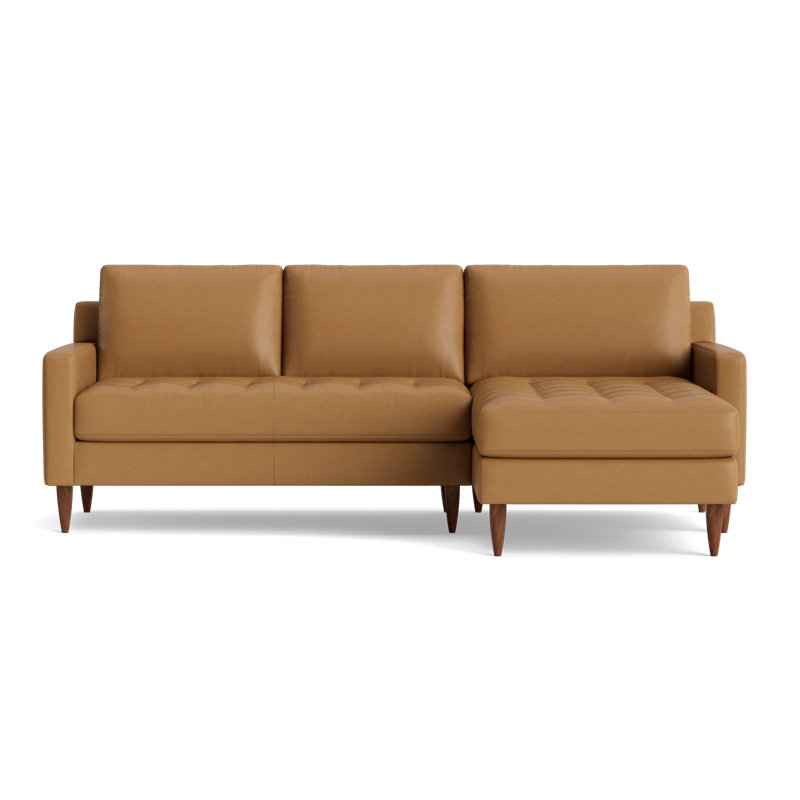 MCM Leather Chaise Sectional, Right Hand Facing, Bison Butterscotch Top Grain Leather