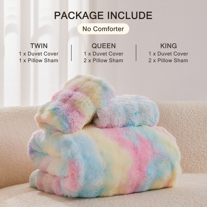 Ensemble de literie à poil long EMME Luxury Elegant Shaggy Bubble, Housse de couette très grand et 2 taies