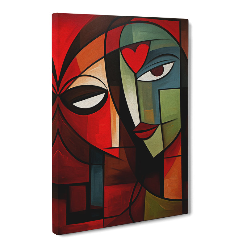 Love Heart Cubism Art No.3 - Wrapped Canvas, 60cm H x 40cm W x 3cm D
