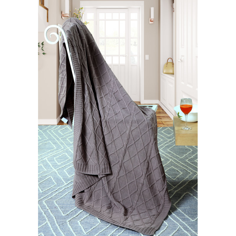 Knitted Throw Blanket, Stone