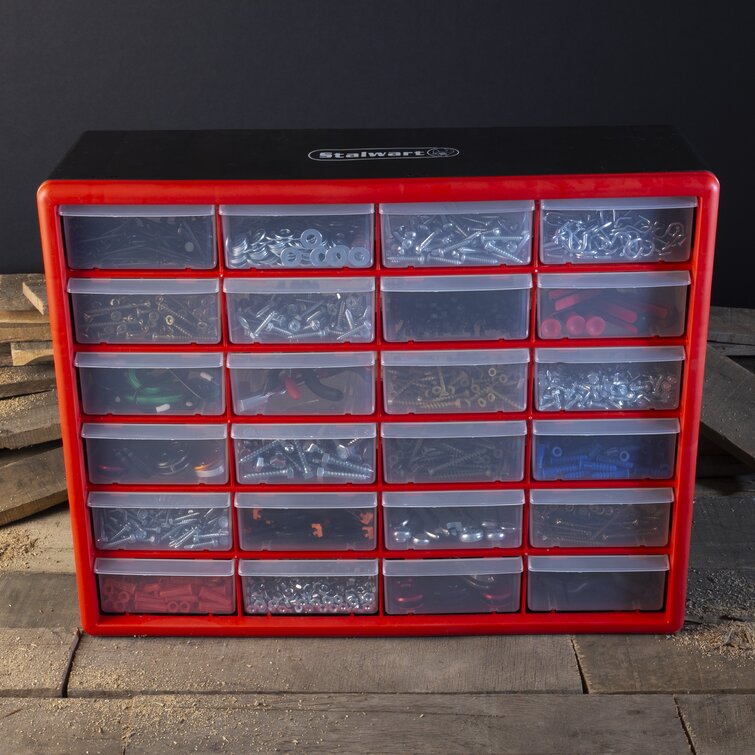 Stalwart Plastic Drawers Organizer -Compartment Storage for Hardware,  Parts, Crafts, Beads and Tools