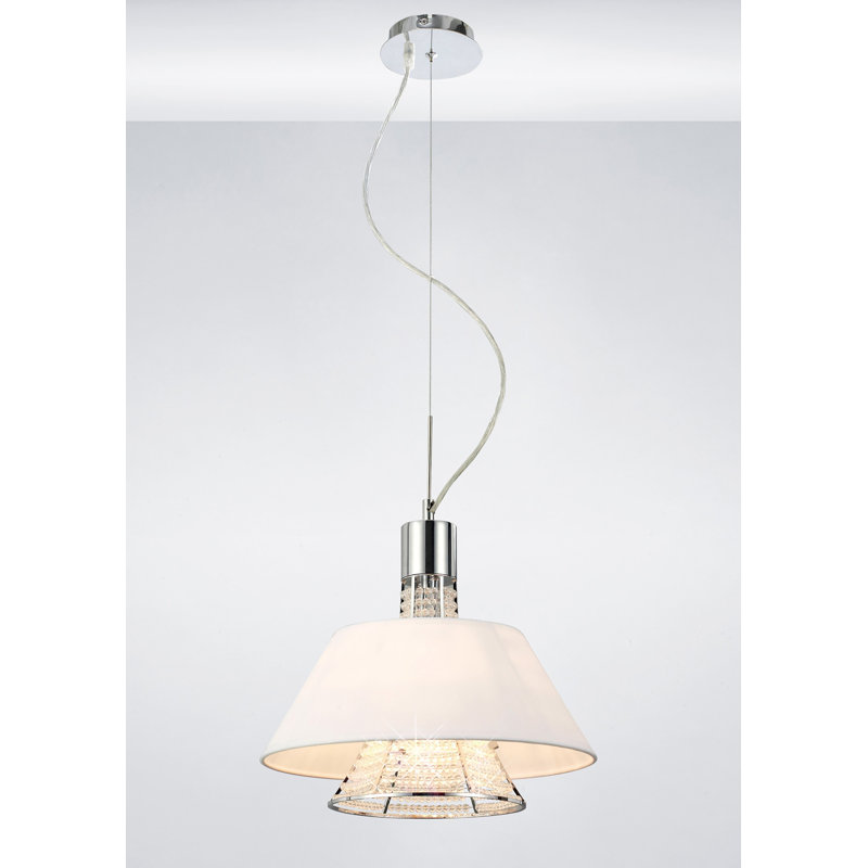 2 - Light Polished Chrome Cone Pendant, White