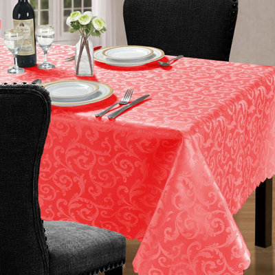 Ivy Printed Jacquard Scalloped Edge Tablecloth