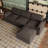 Plush Wide Corduroy Modular Sectional Sofa L-Shaped Solid Wood Sofa with Ottoman-2007967901