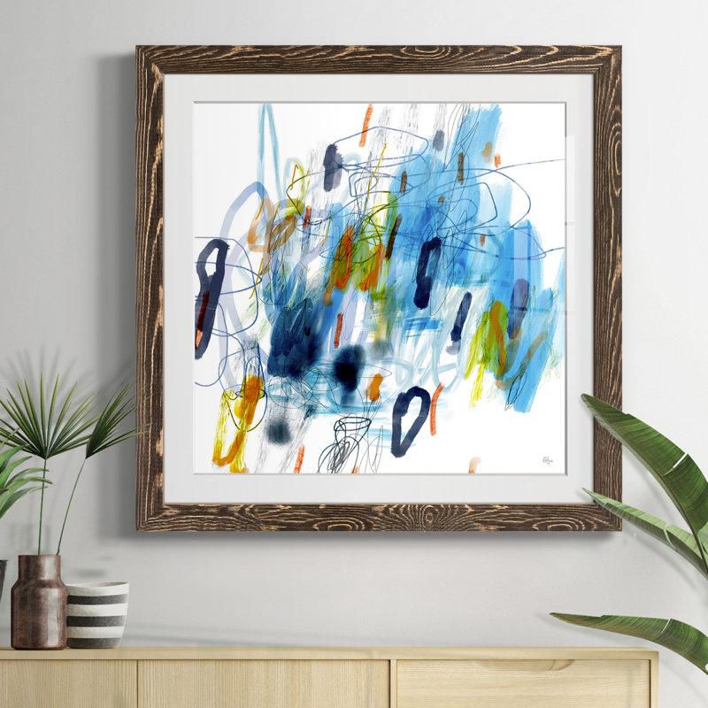 Up And Down - Peinture encadrée, Papier noyer, H 27,5 po x l 27,5 po x P 1,5 po