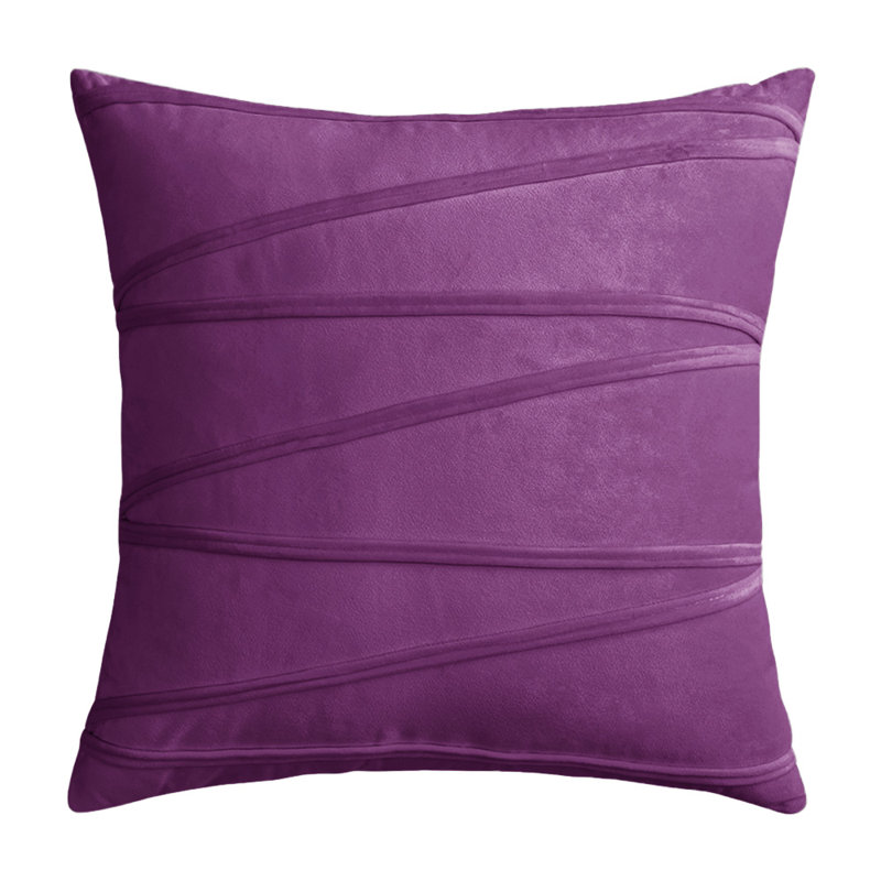 Housses de coussins carrés en velours Throw Cross Lines, 18 po x 18 po, Mauve