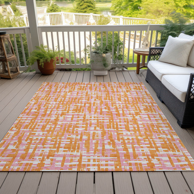 Tapis beige intérieur / extérieur lavable à la machine Chayden ACN1060, Rectangle 5 pi x 7 pi 6 po