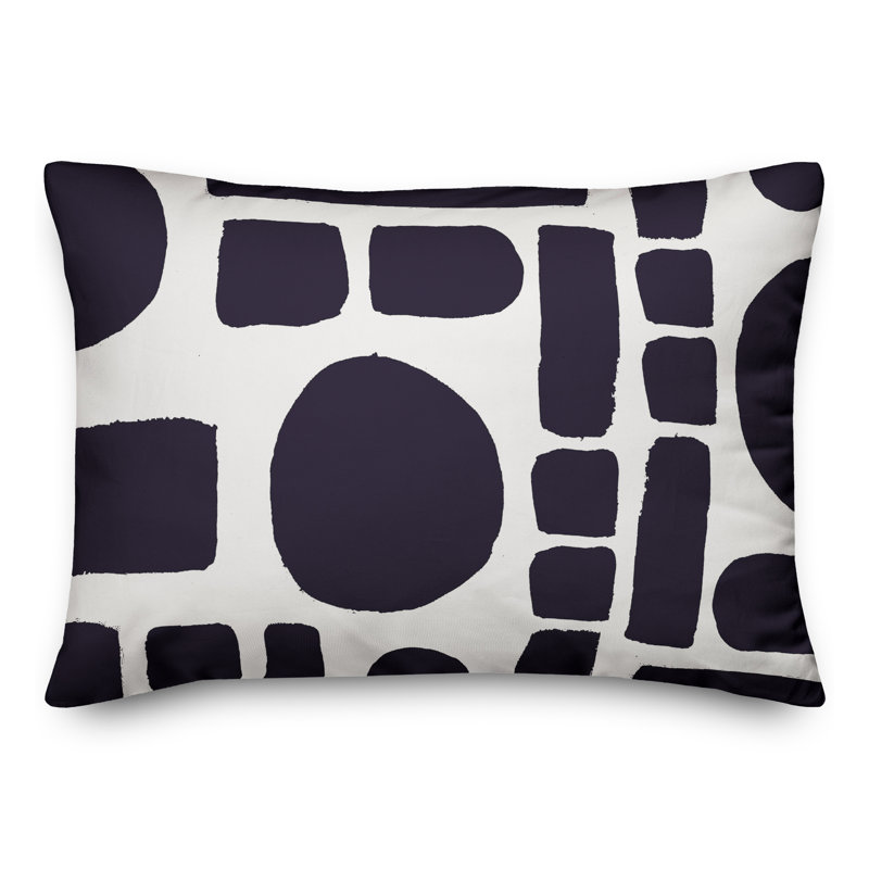 Coussin intérieur / extérieur géométrique, Blanc / Bleu marine