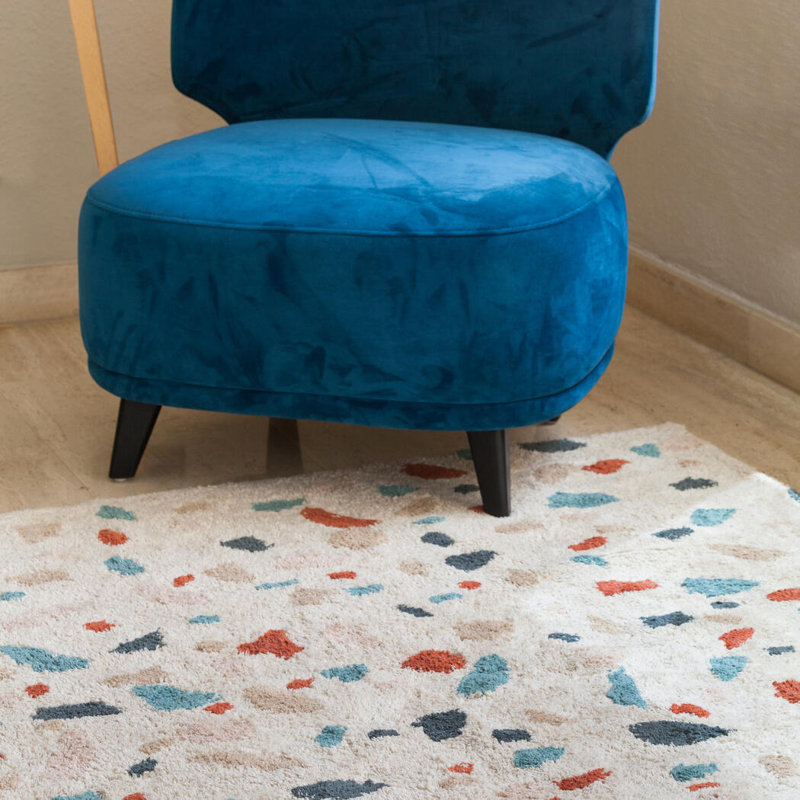 Terrazzo Multicolor Cotton Rectangular Washable Area Rug