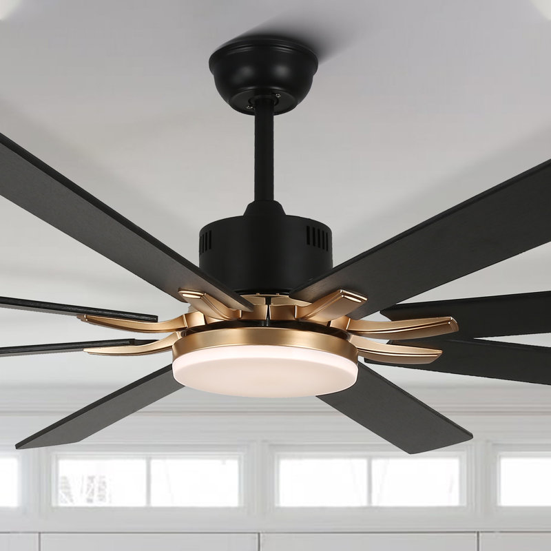 Grand ventilateur de plafond moderne noir 72 po avec lumières DEL à intensité variable et ventilateur à télécommande et silencieux à 6 vitesses pour salon