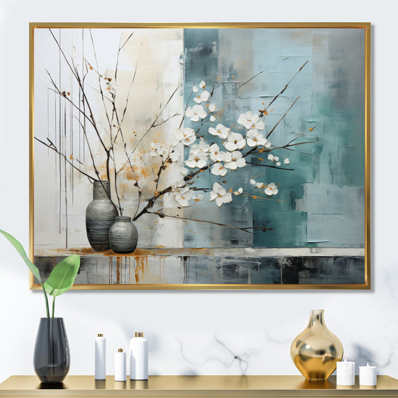 Malamud subtile sérénité II sur toile, H 16 po x l 32 po x P 1 po, Cadre flottant doré