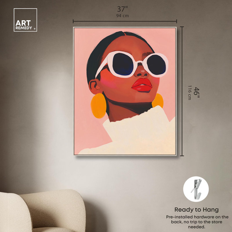 Art Sandam sur toile Sandra par Art Remedy, H 46 po x l 37 po x P 2 po, Encadrement argenté