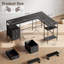 Bureau d'ordinateur en forme de L de 66 po avec 2 supports pour écran, prise de courant et base de bureau en métal avec tiroirs-207301483-207301236