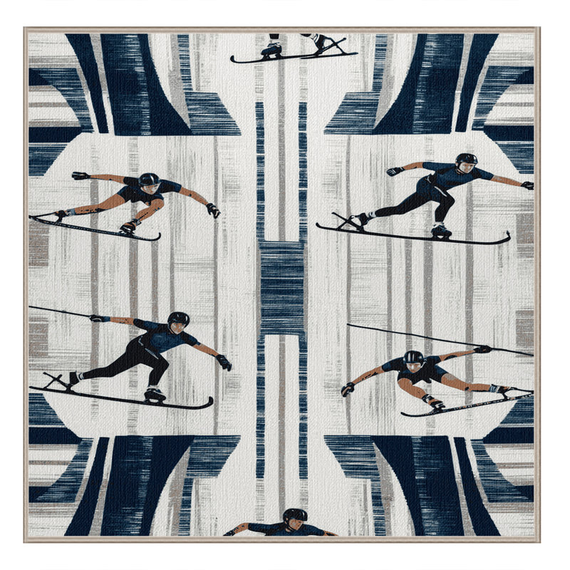 Washable Speed Skating Sports Area Rug, Square 3'