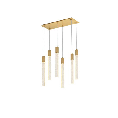 Berloz 6 lights pendant in satin gold