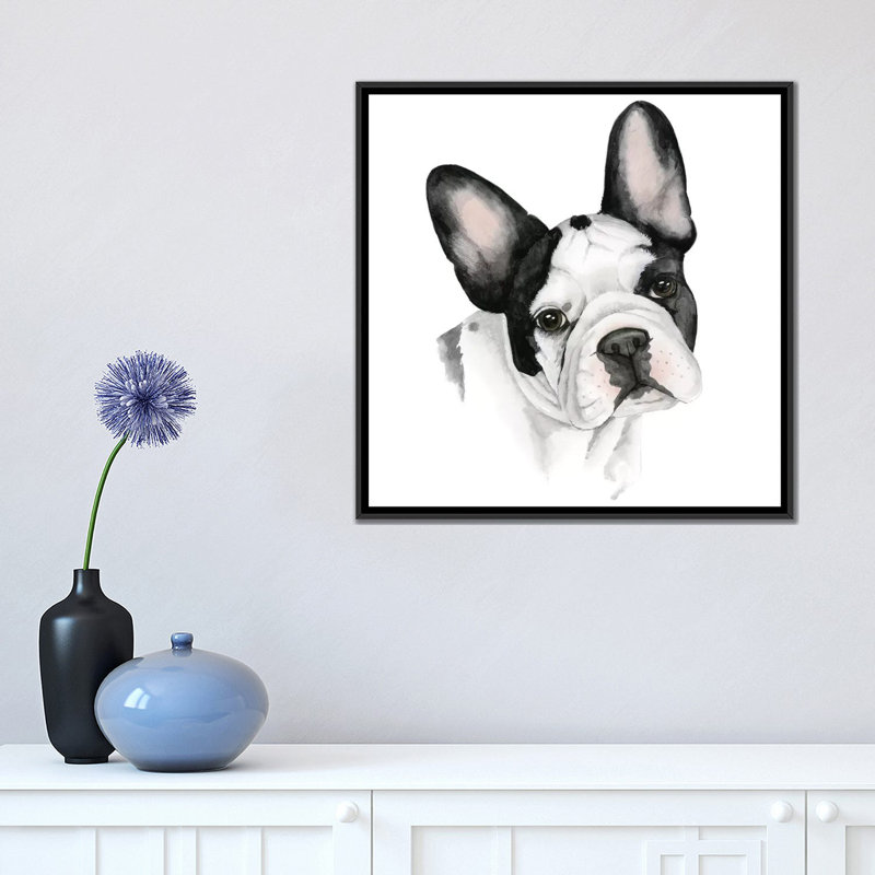 « human best friend iv », impression sur toile, H 18 po x l 18 po x P 1,5 po, Toile avec cadre noir, Pas de tapis