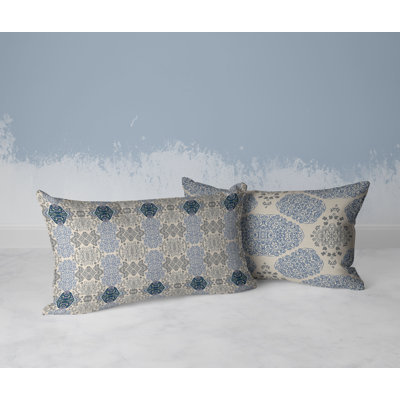 Rajput Floral Stripes Rectangular Throw Pillow