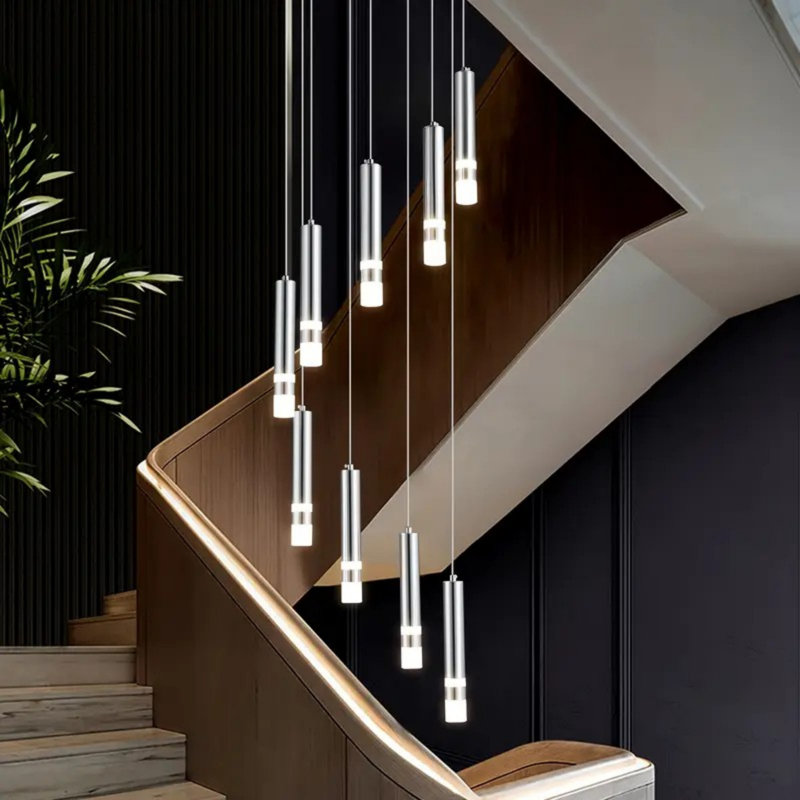 9-Light Chrome Mini Pendant Lighting Modern Pendant Light Kitchen Fixture Dimmable LED