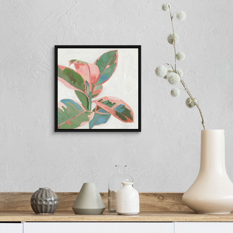 «Pink Ficus I», art mural sur toile, Toile encadrée noire, H 14 po x l 14 po