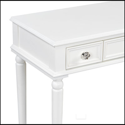 Bureau de maquillage 3 tiroirs avec grand miroir - Rangement pour bijoux - Console élégante pour chambre / couloir