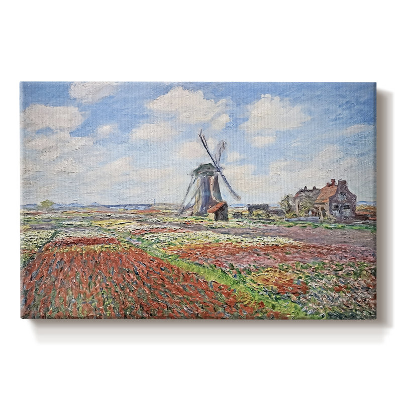 Champ de tulipes avec le moulin à vent de Rijnsburg-Claude Monet-Toile tendue avec châssis-1886, 8x12