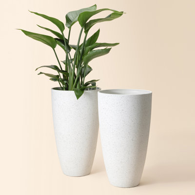 Tall Large Round Planters 2 Pack, Large Planter Pots for Front Door
