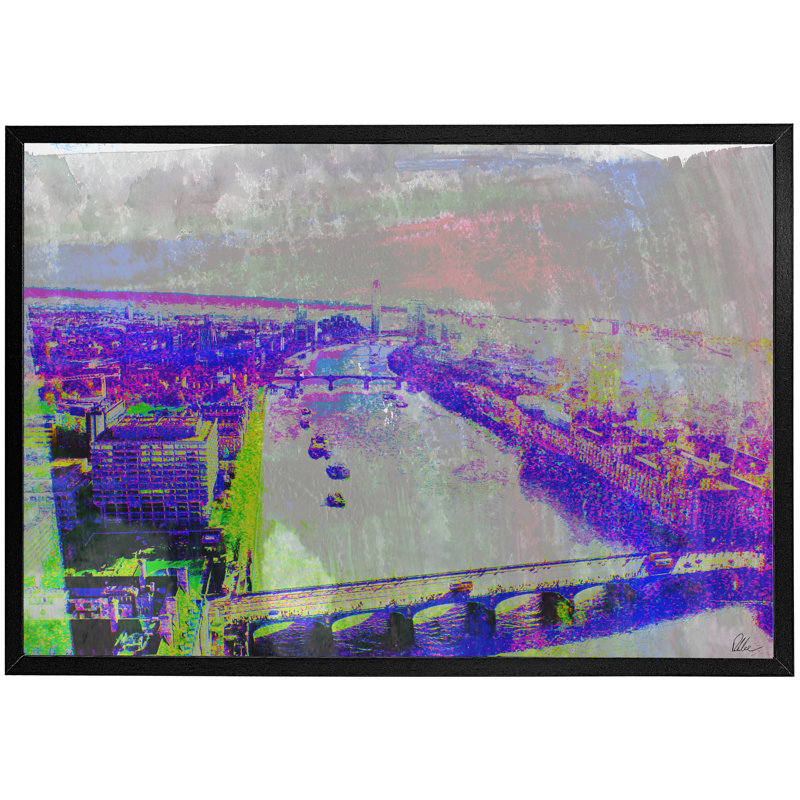 London Eye View - Single Picture Frame Print, Black, 61cm H x 91cm W x 4cm D