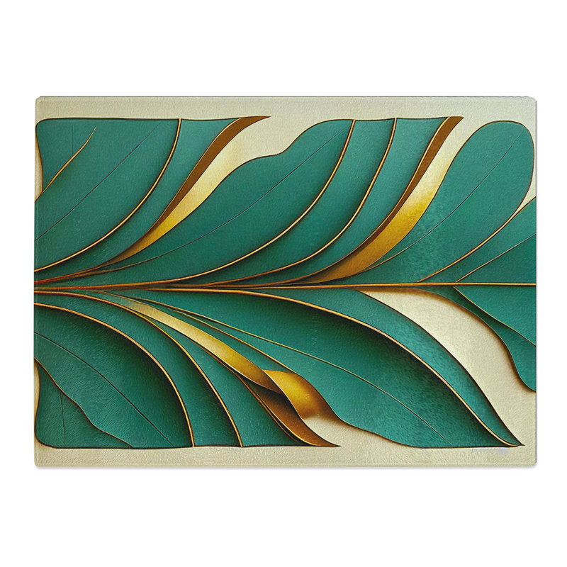 Leaf Art Deco No.5  Glass Chopping Board