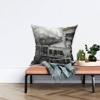 Vintage Passenger Locomotive – Throw Pillow Cover Only, Double-Sided Print, Insert Not Included