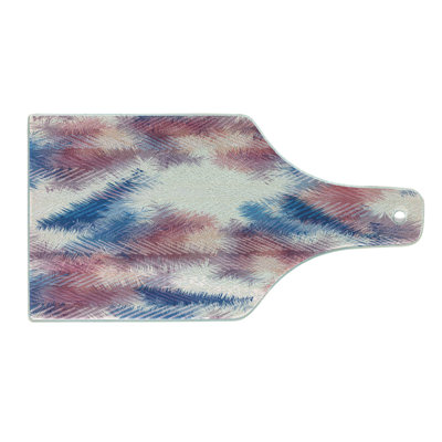 Ambesonne Psychedelic Tempered Glass Cutting Board Boho Dye Feathers Pink Blue