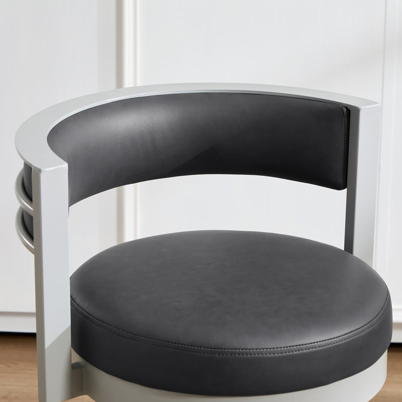 Tabouret de comptoir pivotant moderne avec dossier bas incurvé et cadre en métal 26,6 po Aloisia (ensemble de 4), Argent