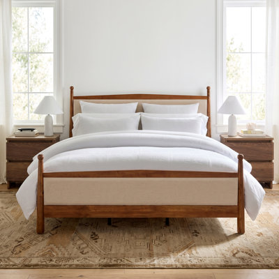 Ensemble de chambre à coucher 3 pièces avec lit plateforme tapissier et 2 tables de chevet Dorsen