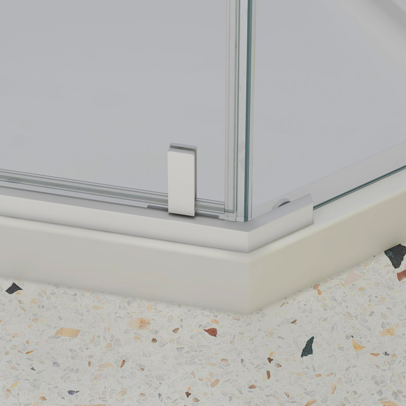Porte de douche pivotante, avec verre trempé 1/4 po, cabine de douche néo-angle sans cadre 34,75 po x 72 po en blanc mat.