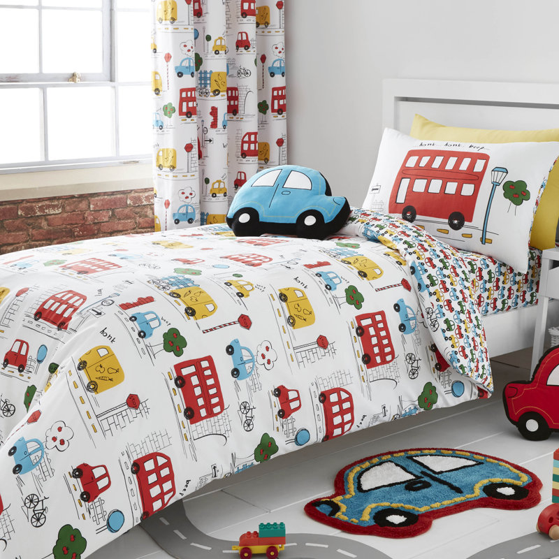 Transport Reversible Duvet Cover Set with Pillowcase, Single Duvet Cover + 1 Pillowcase