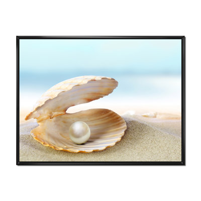 Coquillage avec une perle - Photographie sur toile