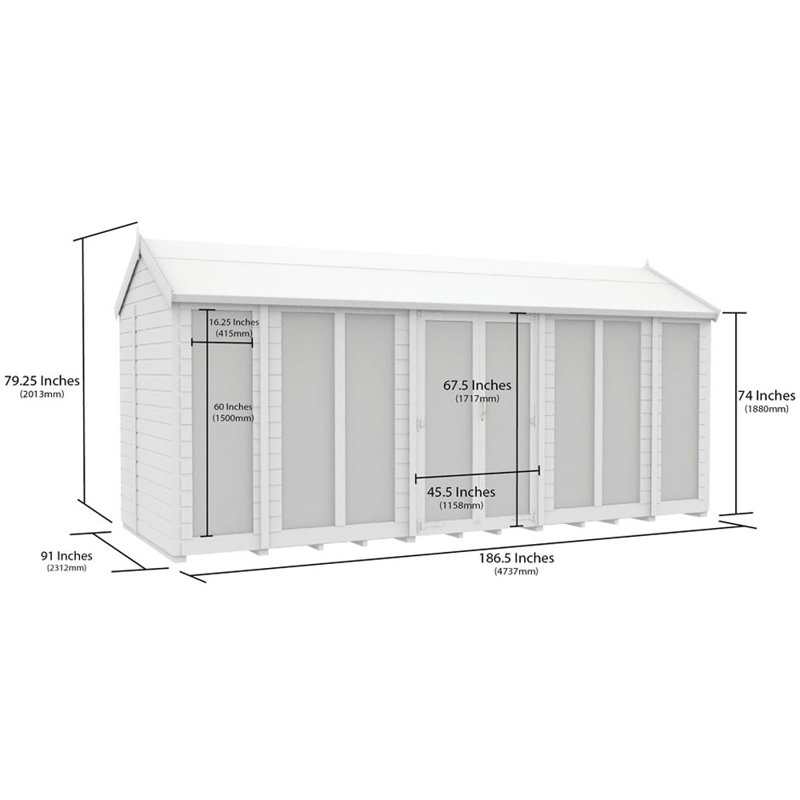 Apex Summer House (Full Height Window), 8ft x 16ft
