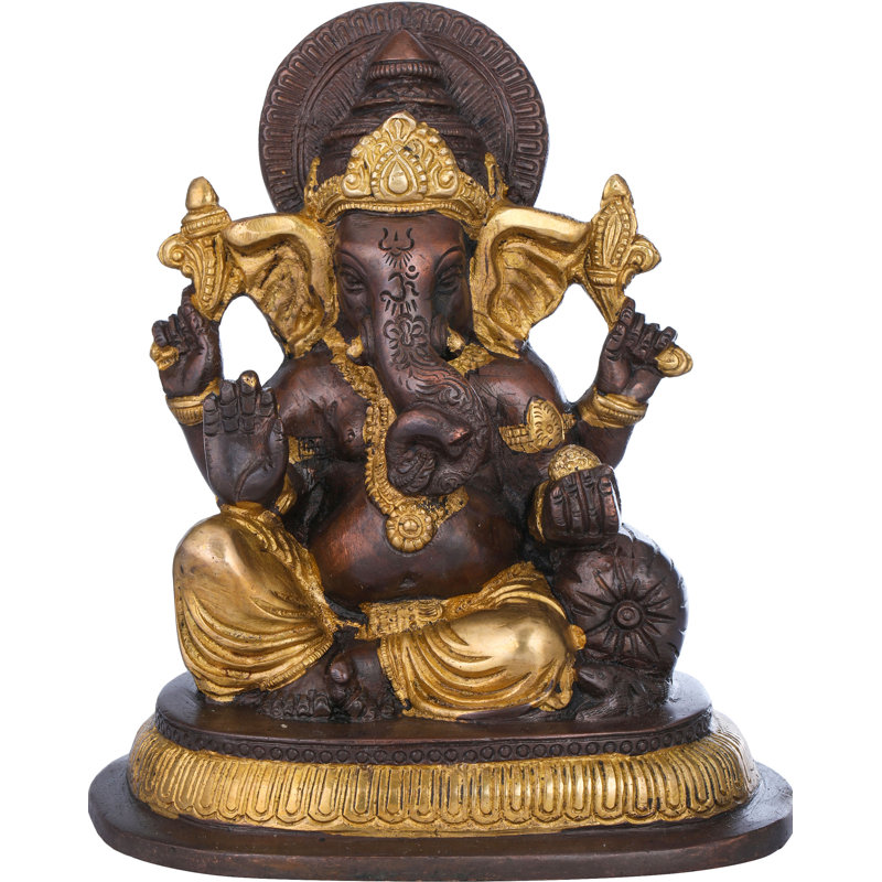 Figurine Ashirwad Ganesha, Noir / or