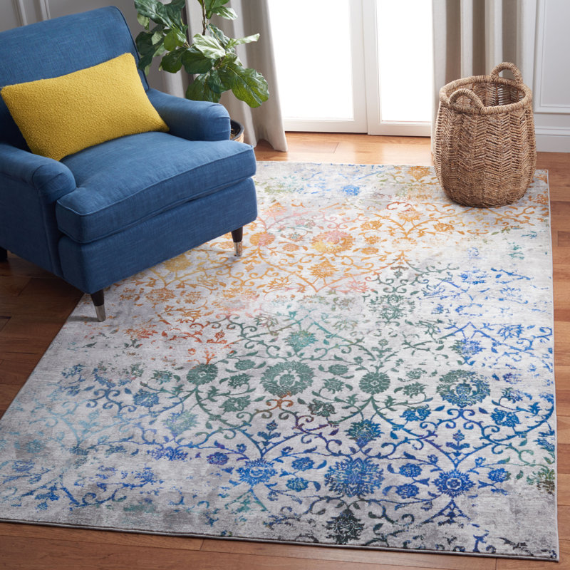 Aria Performance Damask Rug, Rectangle 9' x 12'