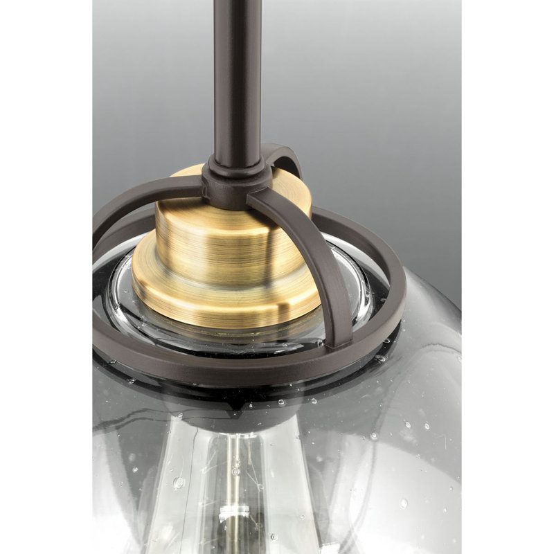 1 - Light Single Pendant, Clear Seeded/Antique Bronze, 9" H x 8" W x 8" D