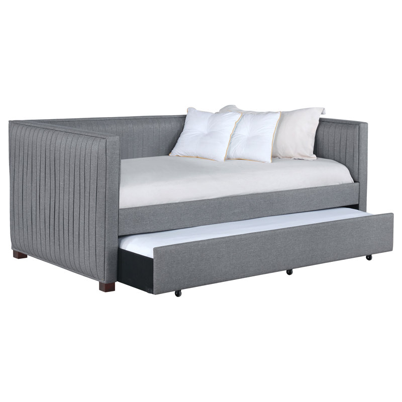 Chaquita Upholstered Twin Daybed with Trundle Grey