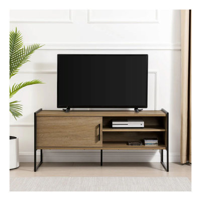 Meuble télé contemporain avec cadre en métal pour téléviseur de 50 po ou moins - chêne côtier